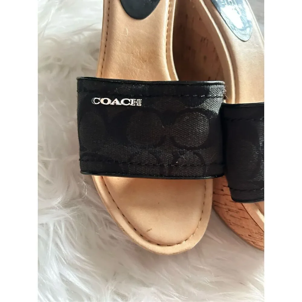 Coach Sandals Joan’s Size 6.5 Black And Tan - Picture 2 of 7